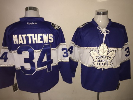 Maple Leafs 34 Auston Matthews Blue 2017 Centennial Classic Reebok Jersey