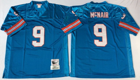 Oilers 9 Steve McNair Blue Throwback Jersey