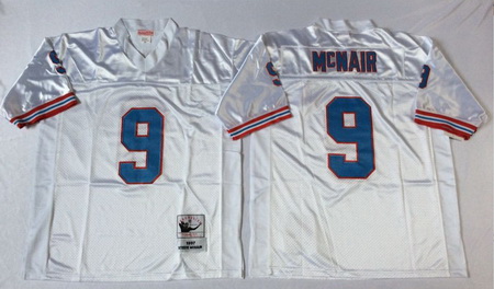 Oilers 9 Steve McNair White Throwback Jersey