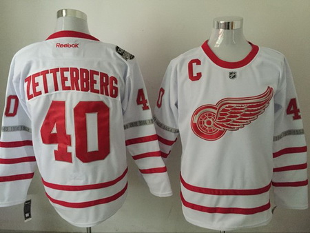 Red Wings 40 Henrik Zetterberg White 2017 Centennial Classic Ree