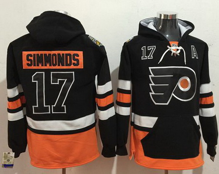 Flyers #17 Wayne Simmonds Black Name  26 Number Pullover NHL Hoodie