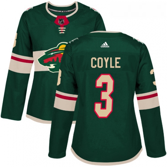 Womens Adidas Minnesota Wild 3 Charlie Coyle Premier Green Home NHL Jersey