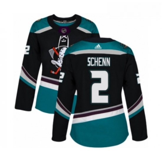 Womens Adidas Anaheim Ducks 2 Luke Schenn Premier Black Teal Alternate NHL Jersey