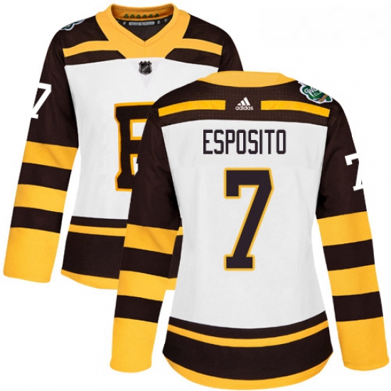 Womens Adidas Boston Bruins 7 Phil Esposito Authentic White 2019 Winter Classic NHL Jersey