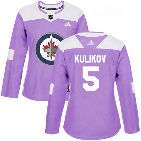 Womens Adidas Winnipeg Jets 5 Dmitry Kulikov Authentic Purple Fights Cancer Practice NHL Jersey