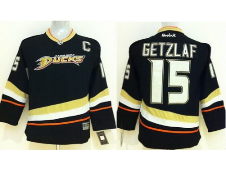 Kids Anaheim Ducks 15 Ryan Getzlaf Black NHL Hockey Jersey