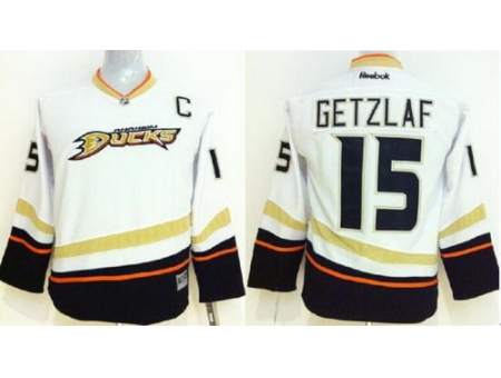 Youth Anaheim Ducks 15 Ryan Getzlaf White NHL Hockey Jersey