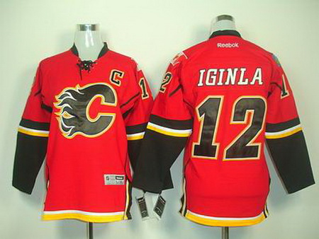 Youth Calgary Flames 12# IGINLA red jerseys