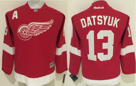 Red Wings #13 Pavel Datsyuk Red Stitched Youth NHL Jersey II