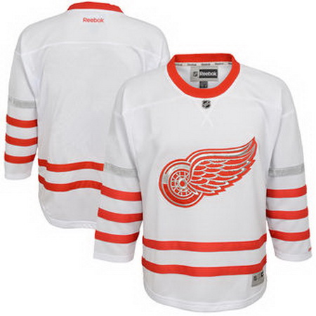 Youth Detroit Red Wings Reebok White 2017 Centennial Classic Premier Blank Jersey