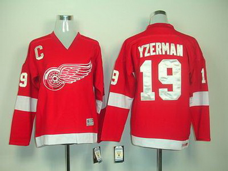 Youth kids Detroit Red Wings #19 STEVE YZERMAN jerseys red C patch