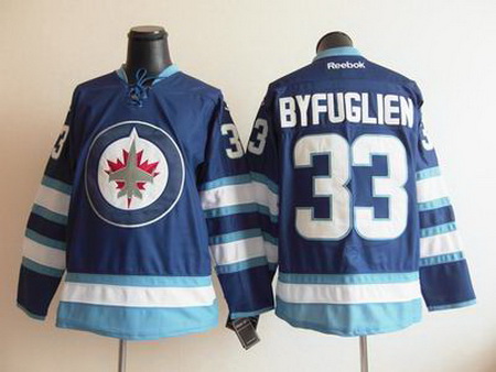 Youth kids 2012 Winnipeg Jets 33 Dustin Byfuglien Blue jersey