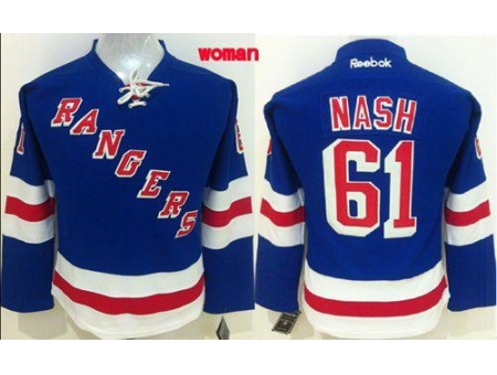 Womens New York Rangers #61 Rick Nash Blue Home Stitched NHL Jersey