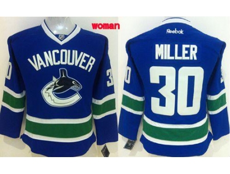 Womens Vancouver Canucks #30 Ryan Miller Blue Home Stitched NHL Jersey