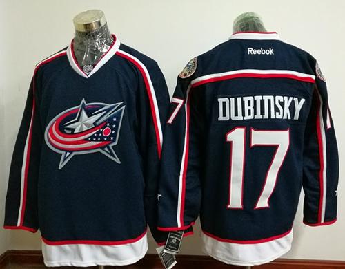 Blue Jackets #17 Brandon Dubinsky Navy Blue Home Stitched NHL Jersey