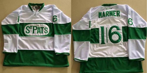 Maple Leafs #16 Mitchell Marner White Green St. Patrick's Day Stitched NHL Jersey II