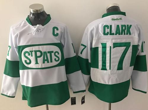 Maple Leafs #17 Wendel Clark White Green St. Patrick's Day Stitched NHL Jersey