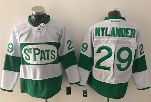 Maple Leafs #29 William Nylander White Green St. Patrick's Day Stitched NHL Jersey