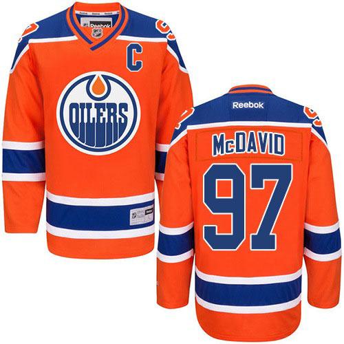 Oilers #97 Connor McDavid Orange C Patch Stitched NHL Jersey