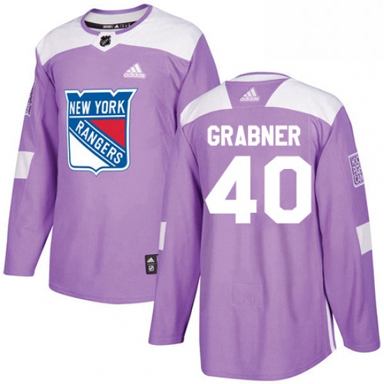 Mens Adidas New York Rangers 40 Michael Grabner Authentic Purple Fights Cancer Practice NHL Jersey