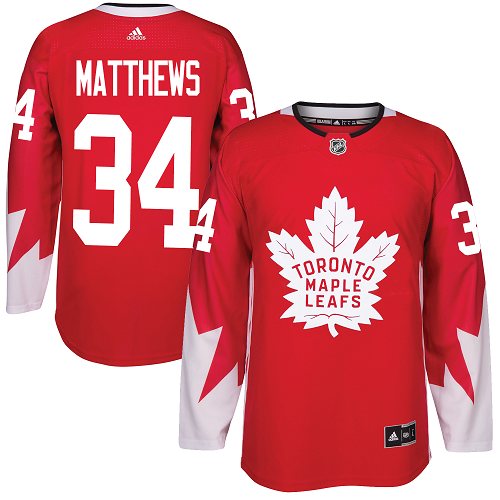 Maple Leafs #34 Auston Matthews Red Alternate Stitched NHL Jersey