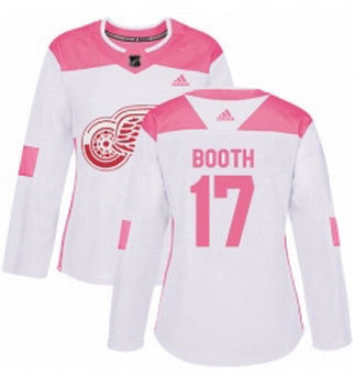 Womens Adidas Detroit Red Wings 17 David Booth Authentic WhitePink Fashion NHL Jersey