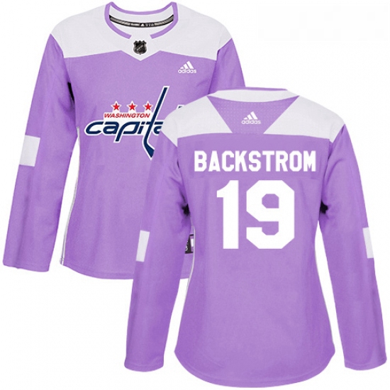 Womens Adidas Washington Capitals 19 Nicklas Backstrom Authentic Purple Fights Cancer Practice NHL J