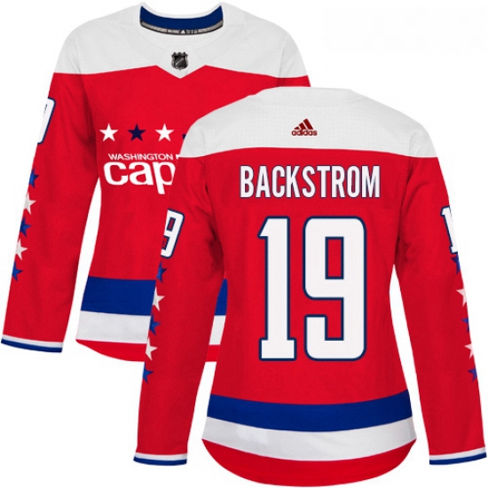 Womens Adidas Washington Capitals 19 Nicklas Backstrom Authentic Red Alternate NHL Jersey