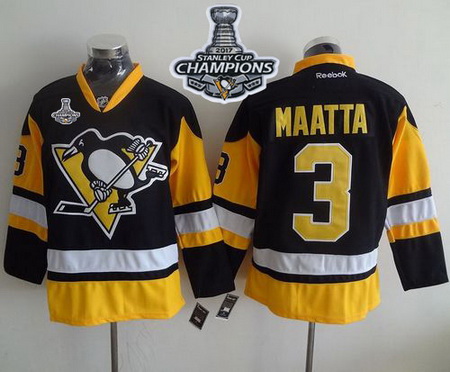 Penguins #3 Olli Maatta Black Alternate 2017 Stanley Cup Finals Champions Stitched NHL Jersey