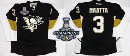 Penguins #3 Olli Maatta Black Home 2017 Stanley Cup Finals Champions Stitched NHL Jersey