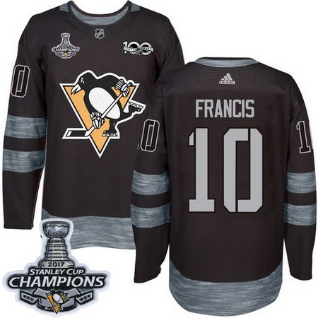 Penguins #10 Ron Francis Black 1917 2017 100th Anniversary Stanley Cup Finals Champions Stitched NHL