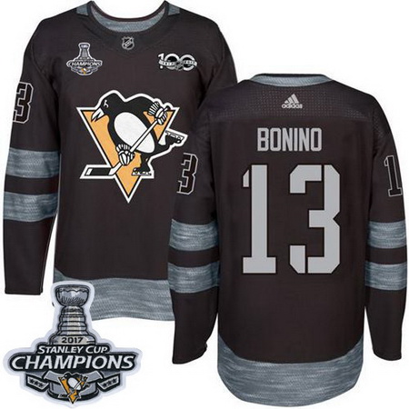 Penguins #13 Nick Bonino Black 1917 2017 100th Anniversary Stanley Cup Finals Champions Stitched NHL