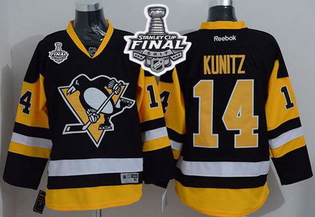 Penguins #14 Chris Kunitz Black Alternate 2017 Stanley Cup Final Patch Stitched NHL Jersey