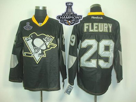 Penguins #29 Andre Fleury Black Ice 2017 Stanley Cup Finals Champions Stitched NHL Jersey