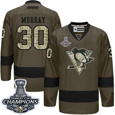 Penguins #30 Matt Murray Green Salute to Service 2017 Stanley Cup Finals Champions Stitched NHL Jers