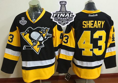 Penguins #43 Conor Sheary Black Alternate 2017 Stanley Cup Final Patch Stitched NHL Jersey