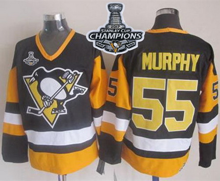 Penguins #55 Larry Murphy Black CCM Throwback 2017 Stanley Cup Finals Champions Stitched NHL Jersey