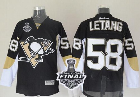 Penguins #58 Kris Letang Black 2017 Stanley Cup Final Patch Stitched NHL Jersey