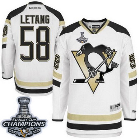 Penguins #58 Kris Letang White 2014 Stadium Series 2017 Stanley Cup Finals Champions Stitched NHL Je