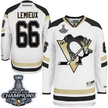 Penguins #66 Mario Lemieux White 2014 Stadium Series 2017 Stanley Cup Finals Champions Stitched NHL 