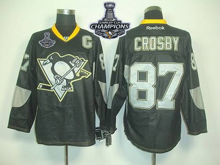 Penguins #87 Sidney Crosby Black Ice 2017 Stanley Cup Finals Champions Stitched NHL Jersey