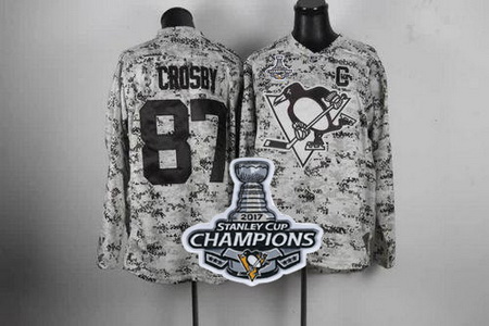 Penguins #87 Sidney Crosby Camo 2017 Stanley Cup Finals Champions Stitched NHL Jersey