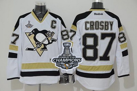 Penguins #87 Sidney Crosby White 2014 Stadium Series 2017 Stanley Cup Finals Champions Stitched NHL 