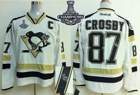 Penguins #87 Sidney Crosby White 2014 Stadium Series Autographed 2017 Stanley Cup Finals Champions S