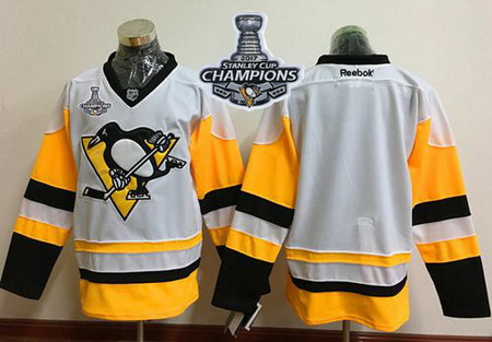 Penguins Blank White New Away 2017 Stanley Cup Finals Champions Stitched NHL Jersey