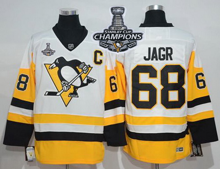 Penguins #68 Jaromir Jagr White New Away 2017 Stanley Cup Finals Champions Stitched NHL Jersey