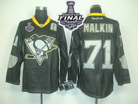 Penguins #71 Evgeni Malkin Black Ice 2017 Stanley Cup Final Patch Stitched NHL Jersey