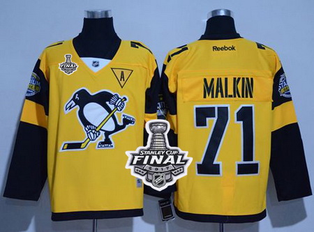 Penguins #71 Evgeni Malkin Gold 2017 Stadium Series Stanley Cup Finals Champions Stitched NHL Jersey