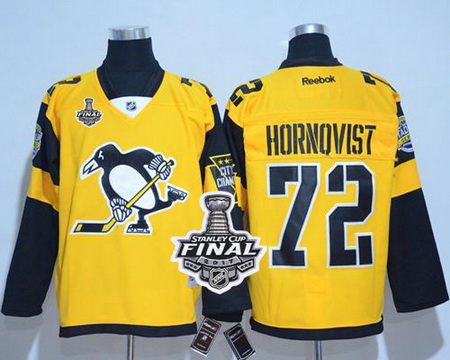 Penguins #72 Patric Hornqvist Gold 2017 Stadium Series Stanley Cup Final Patch Stitched NHL Jersey