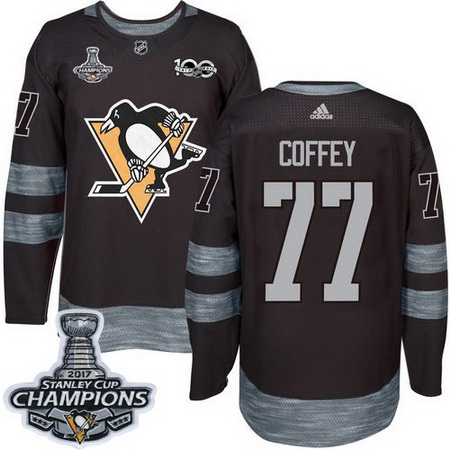 Penguins #77 Paul Coffey Black 1917 2017 100th Anniversary Stanley Cup Finals Champions Stitched NHL